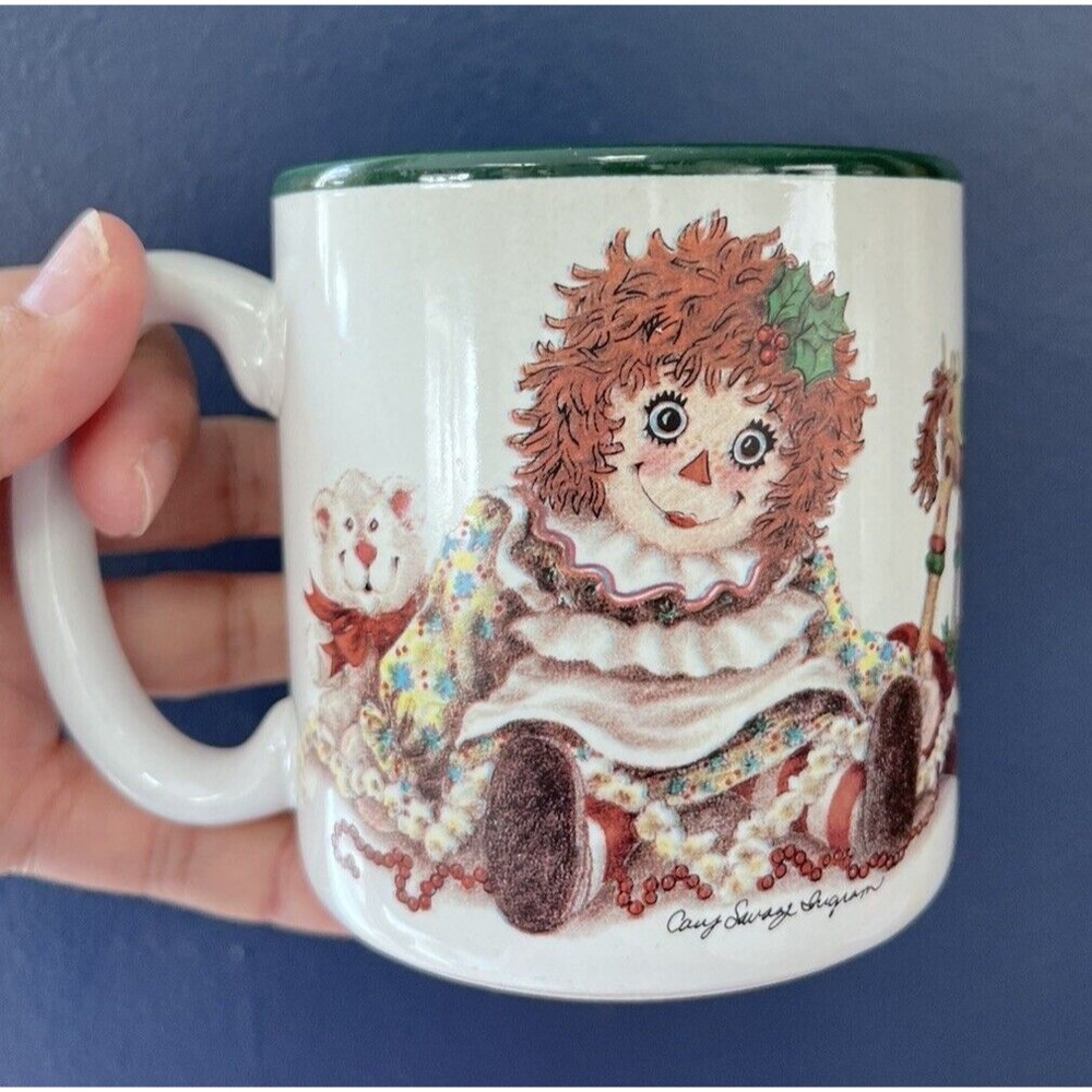Raggedy Ann 1993 Vtg Coffee Mug Signed Potpourri Press Christmas Ceramic